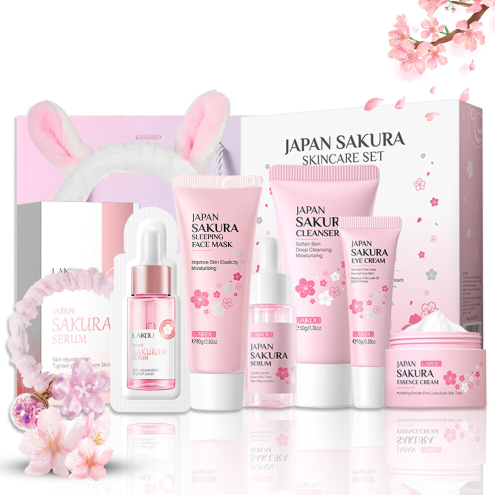 Japanese Skincare Set with Sakura Facial Kit, Deep Hydration and VitaminEnriched Care Gift for Women