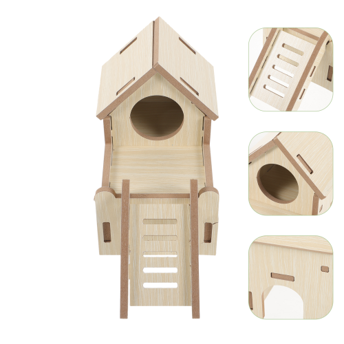 Maison En Bois Beige Pour Hamster Nid Et Cachette Confortable 2