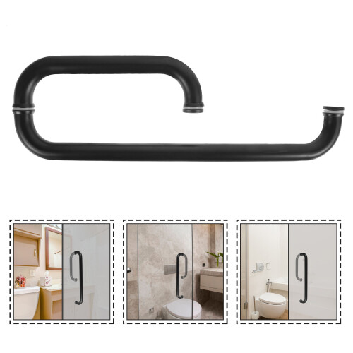 Black Stainless Steel Shower Door Handle Durable Glass Door Pull 1