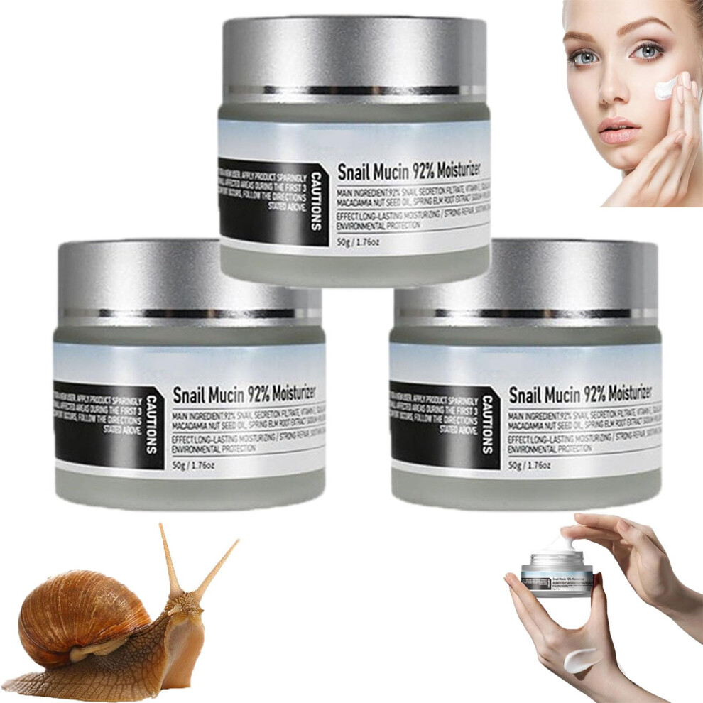 Cream Snail Mucin Moisturizer 92% Hydrating Face For Dry And Sensitive Skin, 3Pcs Set