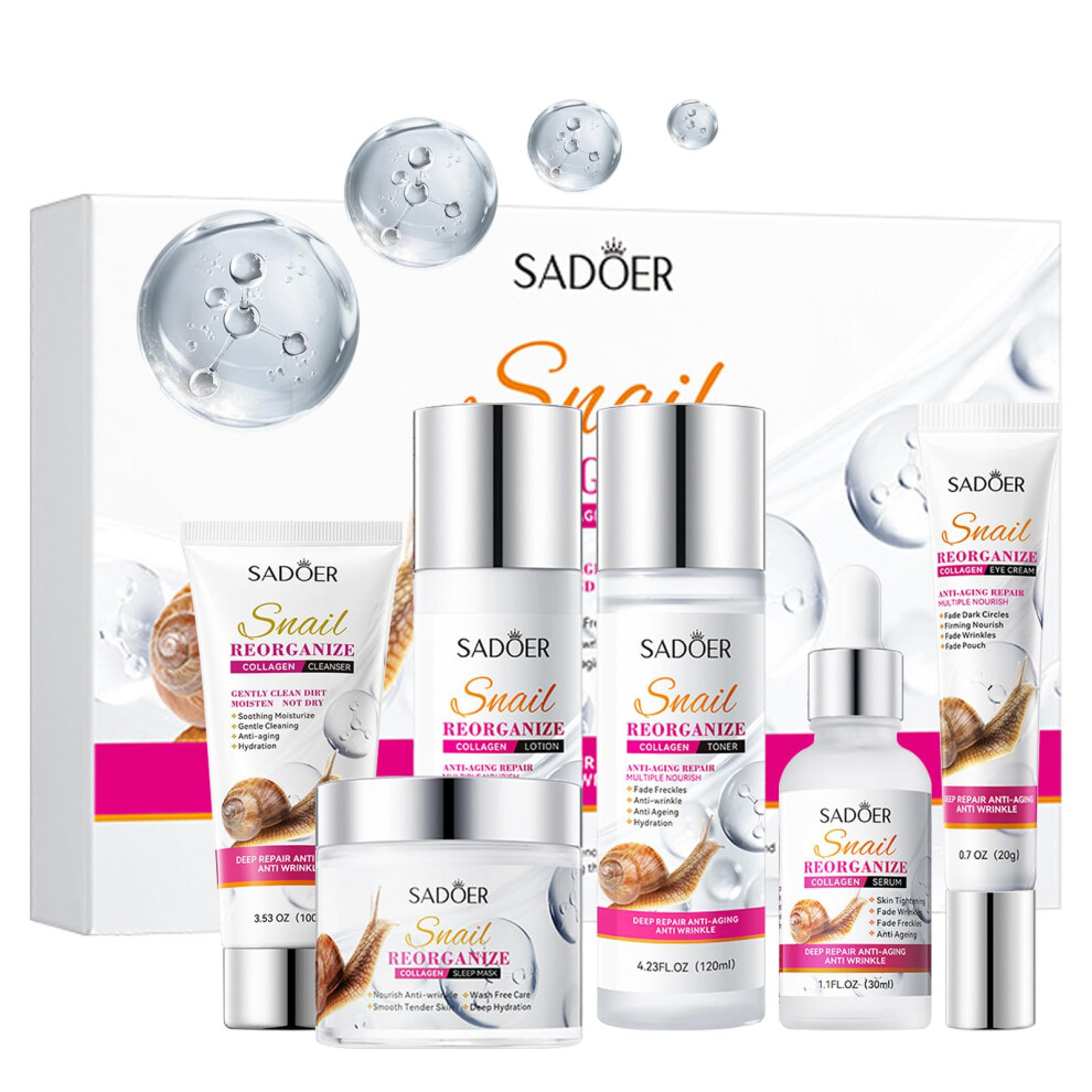 Cream Collagen Skin Care Set With Cleanser Toner Serum And Deep Hydration Antiaging Giftready Kit