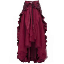 (S, STYLE 20) Victorian Maxi Skirt for Women Renaissance Long Double-Layer Ruffle Skirt Halloween Cosplay
