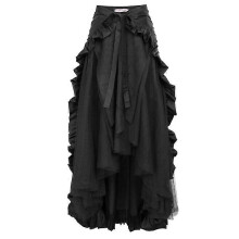(XXL, STYLE 19) Victorian Maxi Skirt for Women Renaissance Long Double-Layer Ruffle Skirt Halloween Cosplay