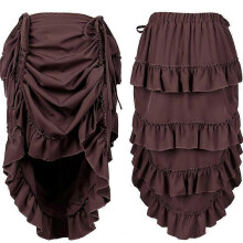 (S, STYLE 17) Victorian Maxi Skirt for Women Renaissance Long Double-Layer Ruffle Skirt Halloween Cosplay