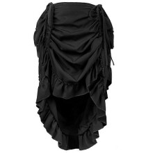 (L, STYLE 16) Victorian Maxi Skirt for Women Renaissance Long Double-Layer Ruffle Skirt Halloween Cosplay