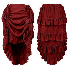 (S, STYLE 18) Victorian Maxi Skirt for Women Renaissance Long Double-Layer Ruffle Skirt Halloween Cosplay
