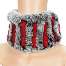 (C) MIMIGO Handmade Rabbit Fur Women Winter Knitted Rex Rabbit Neck Warmer Infinity loop Scarf Scarves For Women Ladies