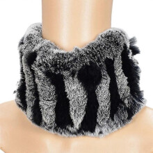 (A) MIMIGO Handmade Rabbit Fur Women Winter Knitted Rex Rabbit Neck Warmer Infinity loop Scarf Scarves For Women Ladies