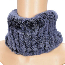 (G) MIMIGO Handmade Rabbit Fur Women Winter Knitted Rex Rabbit Neck Warmer Infinity loop Scarf Scarves For Women Ladies