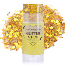 Gold Hair Glitter Stick Waterproof Gold Glitter for Hair Face and Body with Chunky Sequins for Festivals