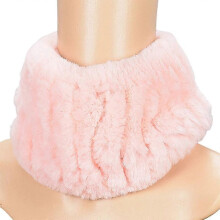 (E) MIMIGO Handmade Rabbit Fur Women Winter Knitted Rex Rabbit Neck Warmer Infinity loop Scarf Scarves For Women Ladies