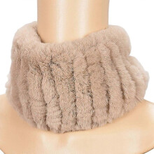 (H) MIMIGO Handmade Rabbit Fur Women Winter Knitted Rex Rabbit Neck Warmer Infinity loop Scarf Scarves For Women Ladies