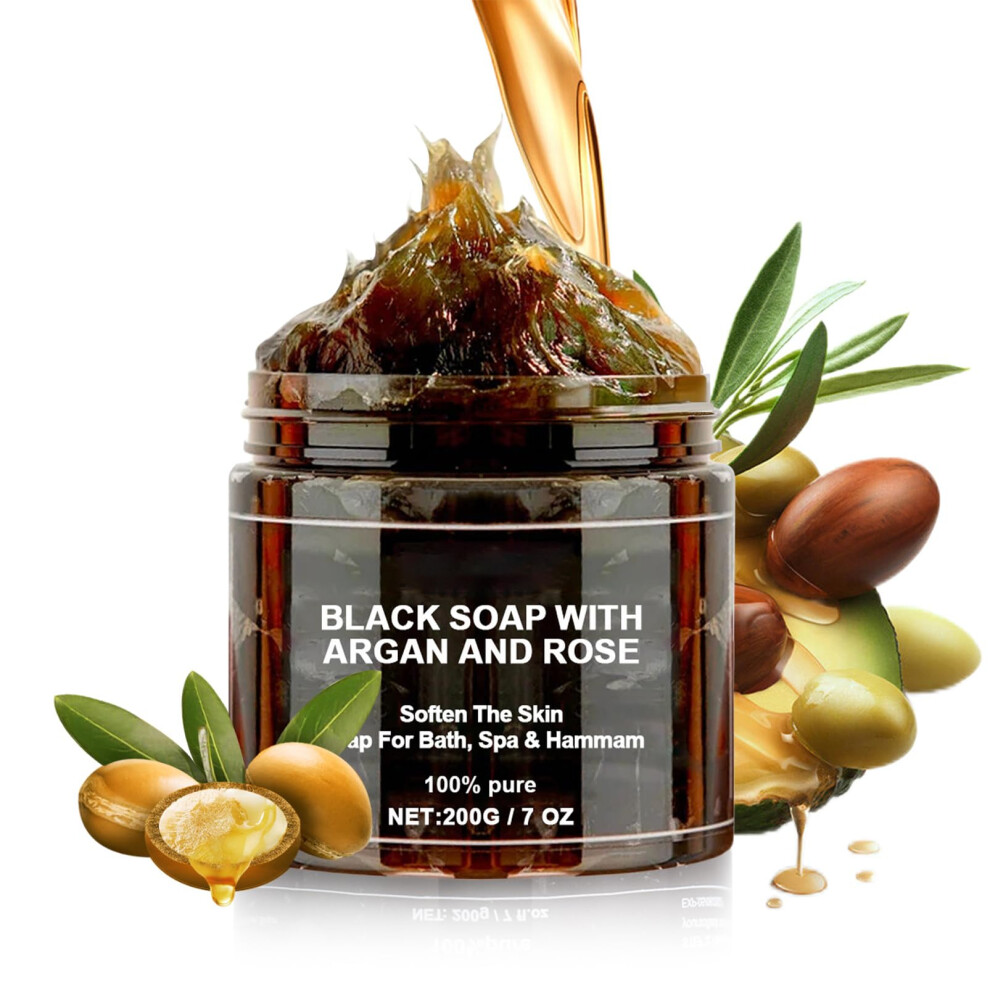 Black Moroccan Soap With Argan And Rose Â Deep Cleansing Exfoliating Body Wash For Hammam And Spa
