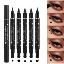 5Pcs Waterproof Winged Eyeliner Stamp Pen Set, Dual Ended Liquid Eyeliner for Women, 5 Shape Black Long Lasting Eye Liner