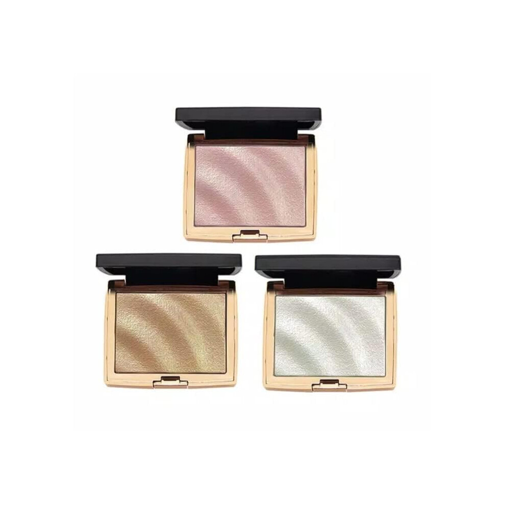 Golden Highlighter Palette 01 Glow Shimmer Brick, Waterproof Long Lasting 3 In 1 Face Powder