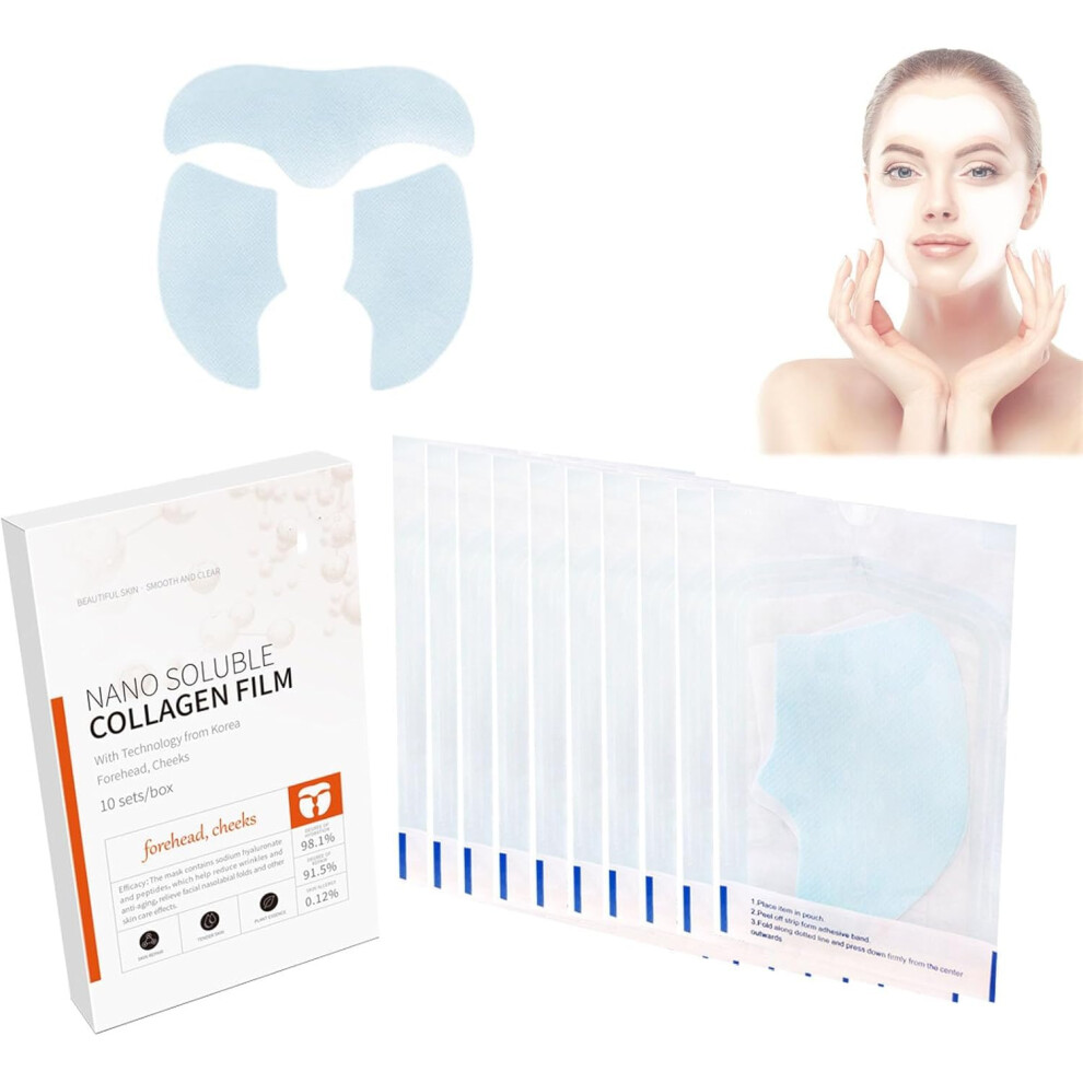 Hydrolyzed Collagen Face and Neck Patches, Nano Soluble Film Mask for Targeted Hydration