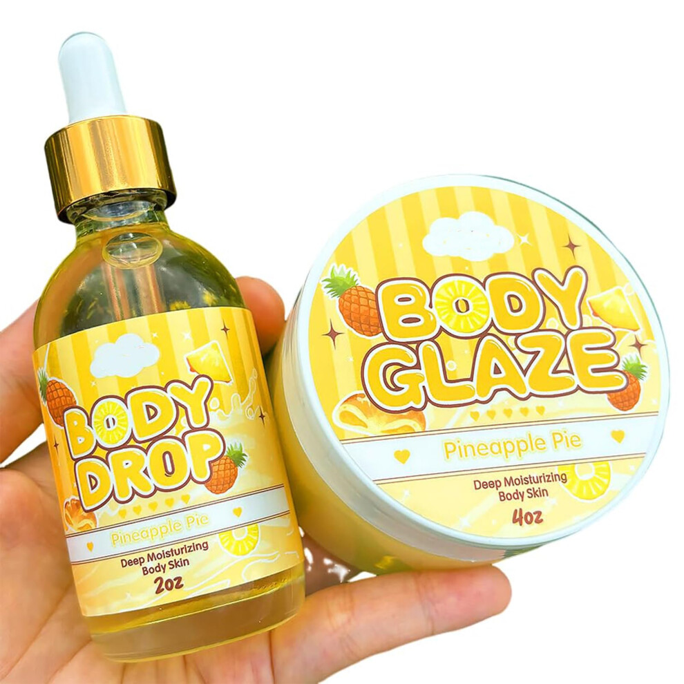 Body Butter and Body Oil Set for Women, Deep Hydration Pineapple Scent, NonGreasy Radiant Glow