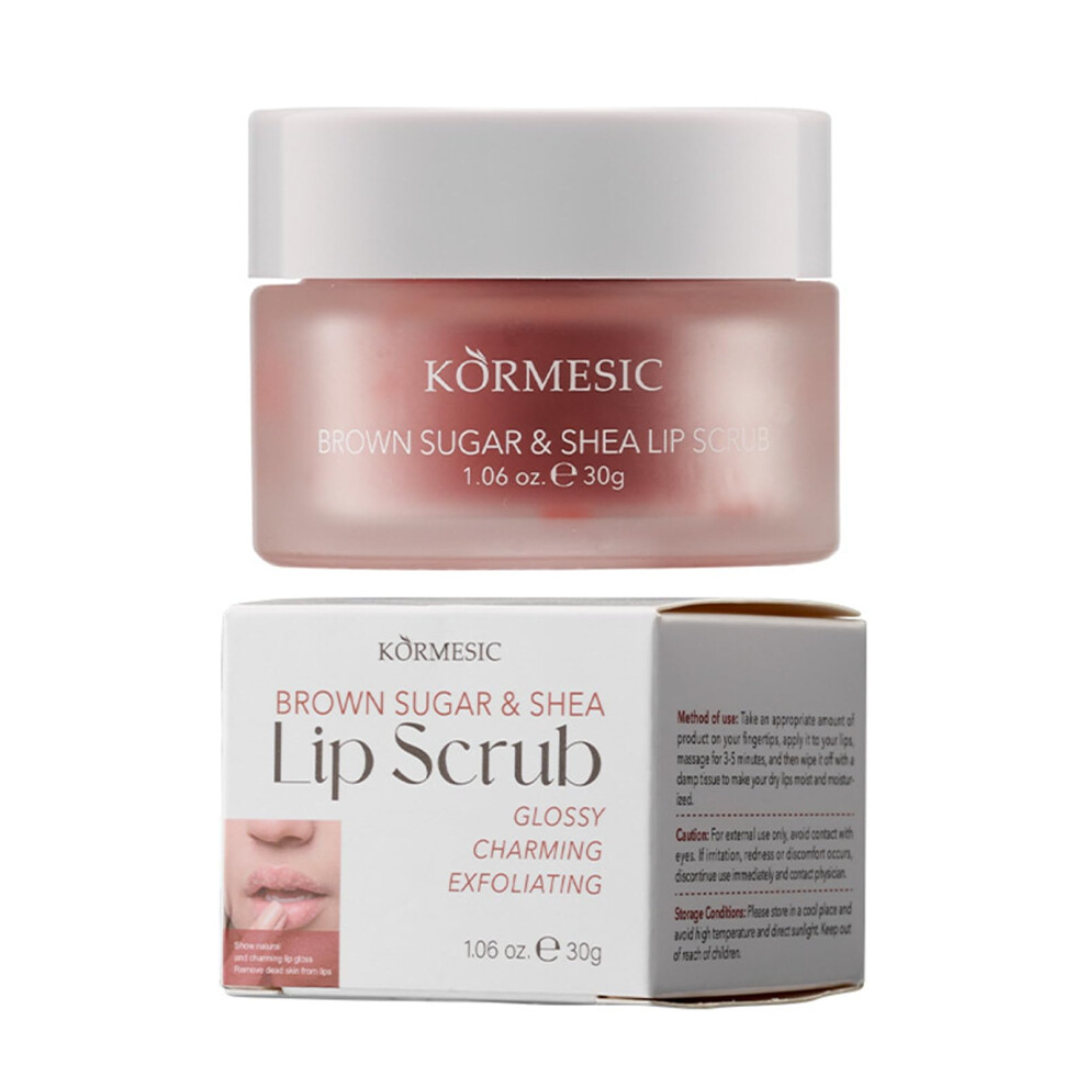 Brown Natural Sugar Lip Scrub With Shea Butter For Dry Cracked Lips, Gentle Exfoliation And LongâLasting Hydration