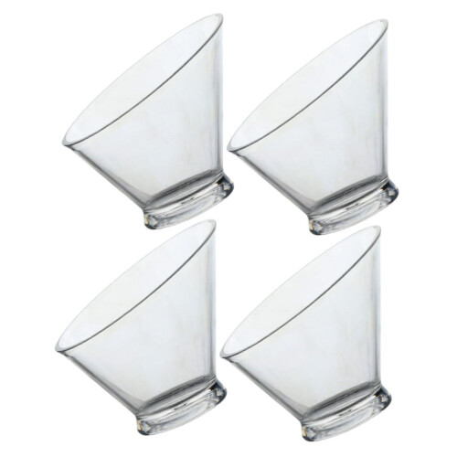 4Pcs Clear Salad Bowls Stackable Plastic Serving Bowls for Parties Snacks Vegetables and Home Use