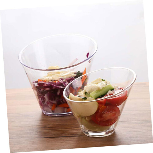 4Pcs Clear Salad Bowls Stackable Plastic Serving Bowls for Parties Snacks Vegetables and Home Use 1
