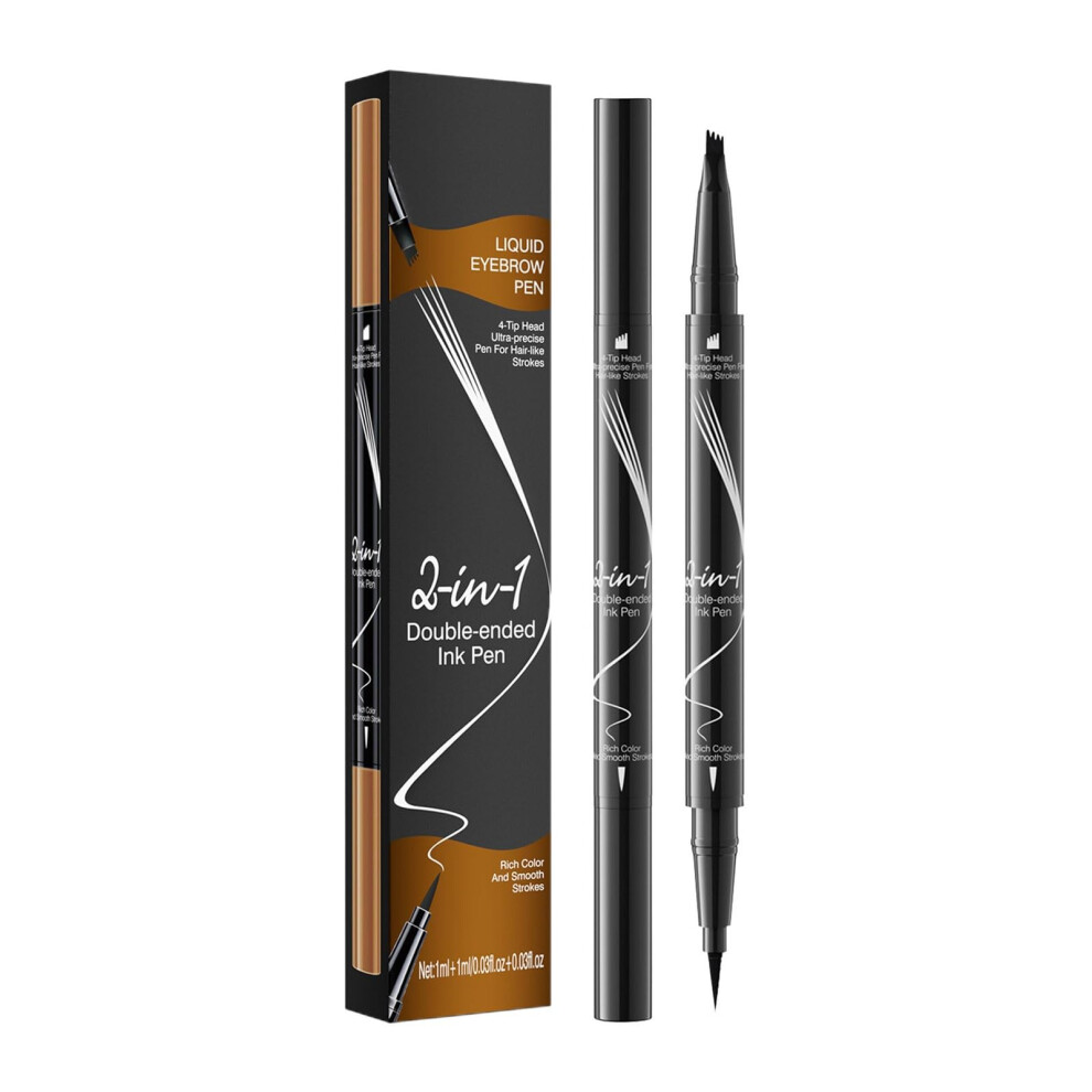 Black 2 In 1 Waterproof Eyebrow Pencil And Eyeliner, Microfork Tip Microblading Pen, Smudgeproof Long Lasting Brow Pencil