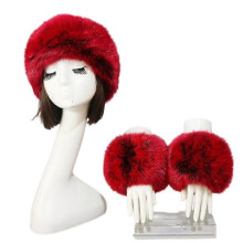 (COLOR 22) 2 Pcs Faux Fur Wrist Cuffs And 1 Headband Ear Warmer Costumes Winter Warm Accessories For Women
