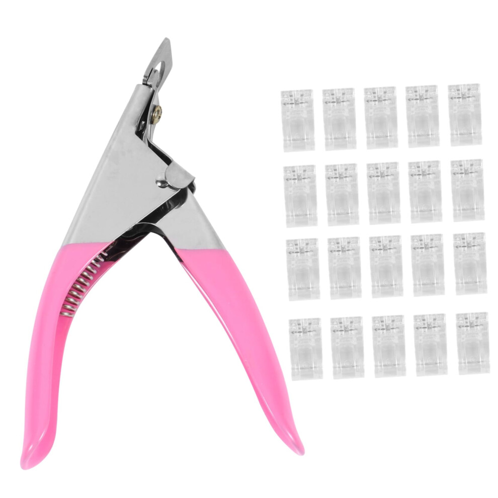 20pcs Transparent Nail Tip Clip and Clipper Set for Acrylic and Gel Nails Manicure Kit