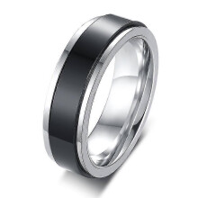 (11, CR-170W) Male Promise Spinner Ring Mens Stainless Steel 6mm Spinning Wedding Band Reliever Worry Jewelry Engagement Ring For Him