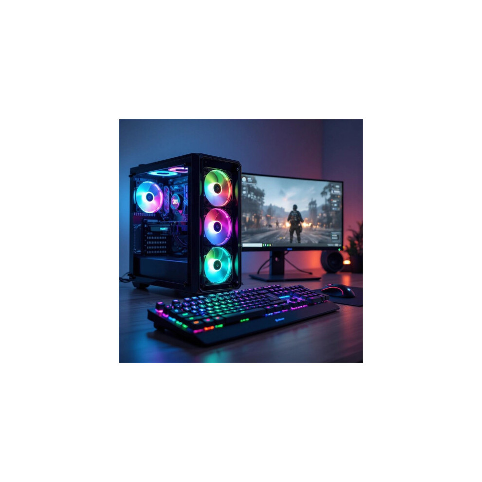 Asc Technology Asc Gaming Pc Bundle: Intel Core I7. Rtx 3050 6Gb. 16Gb Ram, 256Gb Ssd+1Tb, 22" Monitor 6 Fan Black