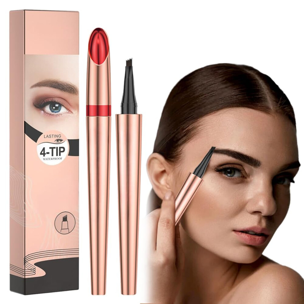 Microblading Eyebrow Pen Waterproof 4 Fork Tip Tattoo Brow Pencil Natural Hairlike Strokes DGrey