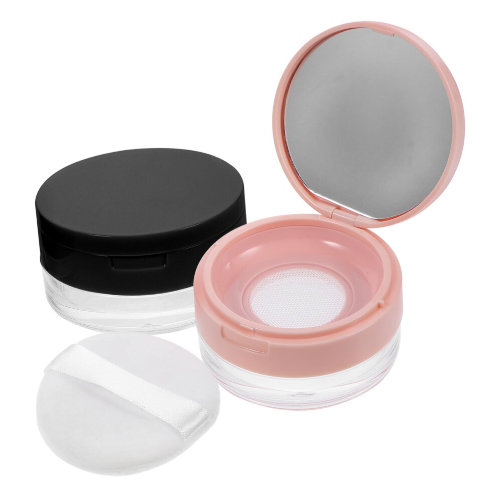 Loose Powder Container with Leakproof Lid and Puff Travel Makeup Compact Case for Women