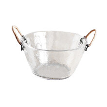 Large Glass Salad Bowl with Handles for Fruits Snacks Party and Stylish Home Serving