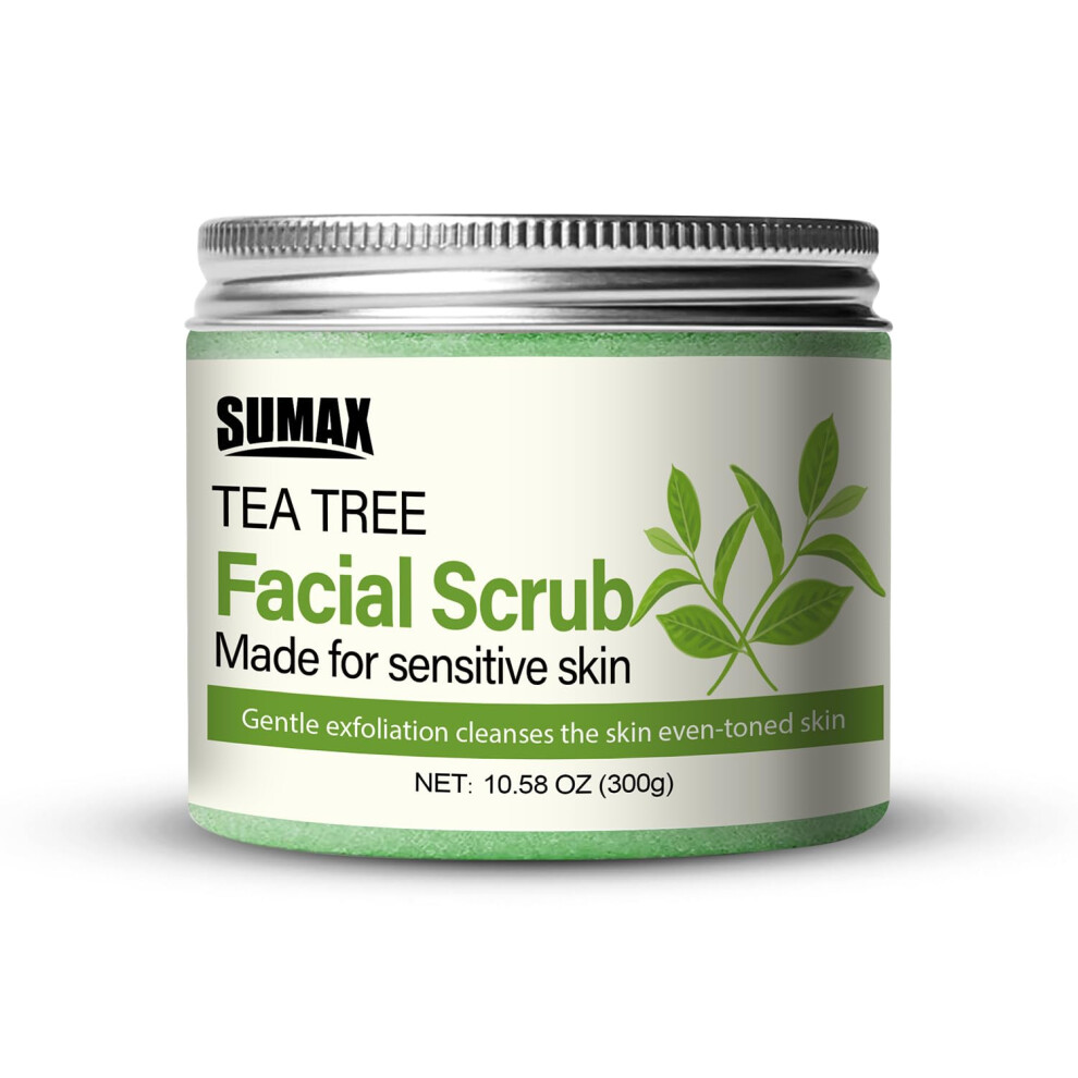 Tea Tree Facial Scrub 300g, Gentle Natural Face and Body Exfoliating Scrub for Smooth Skin