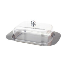 Stainless Steel Butter Dish with Plastic Lid Keeps Butter Fresh for Kitchen Countertop Storage