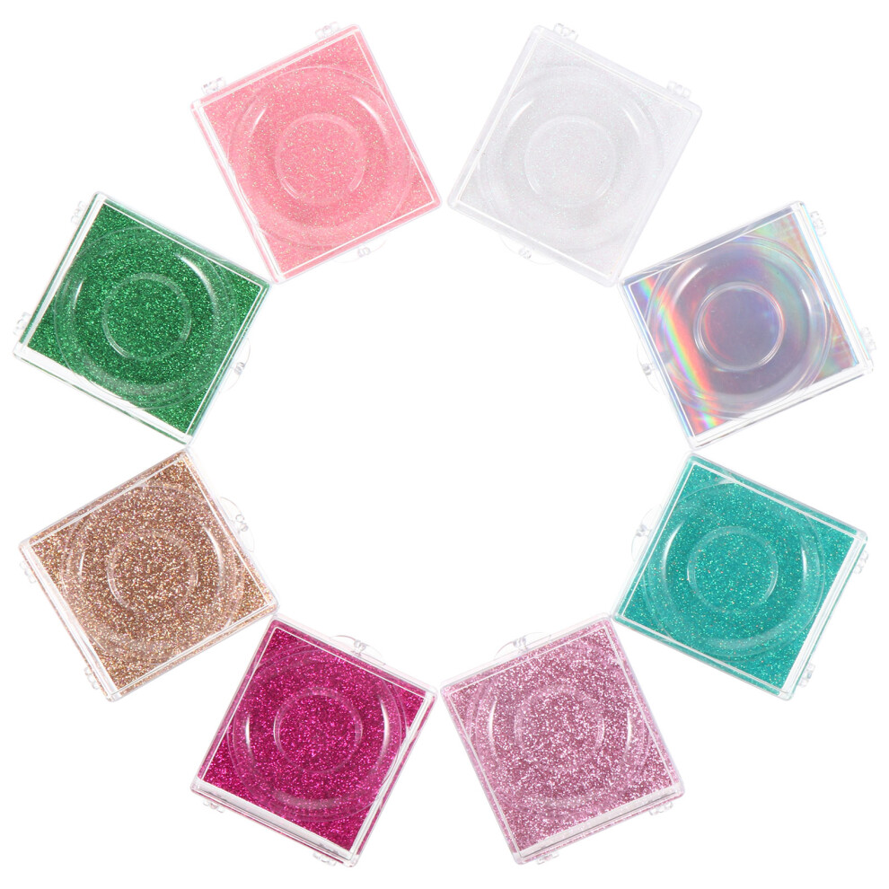 Inoomp 16 Pcs Square Eyelash Box Suitcase Flash Plastic