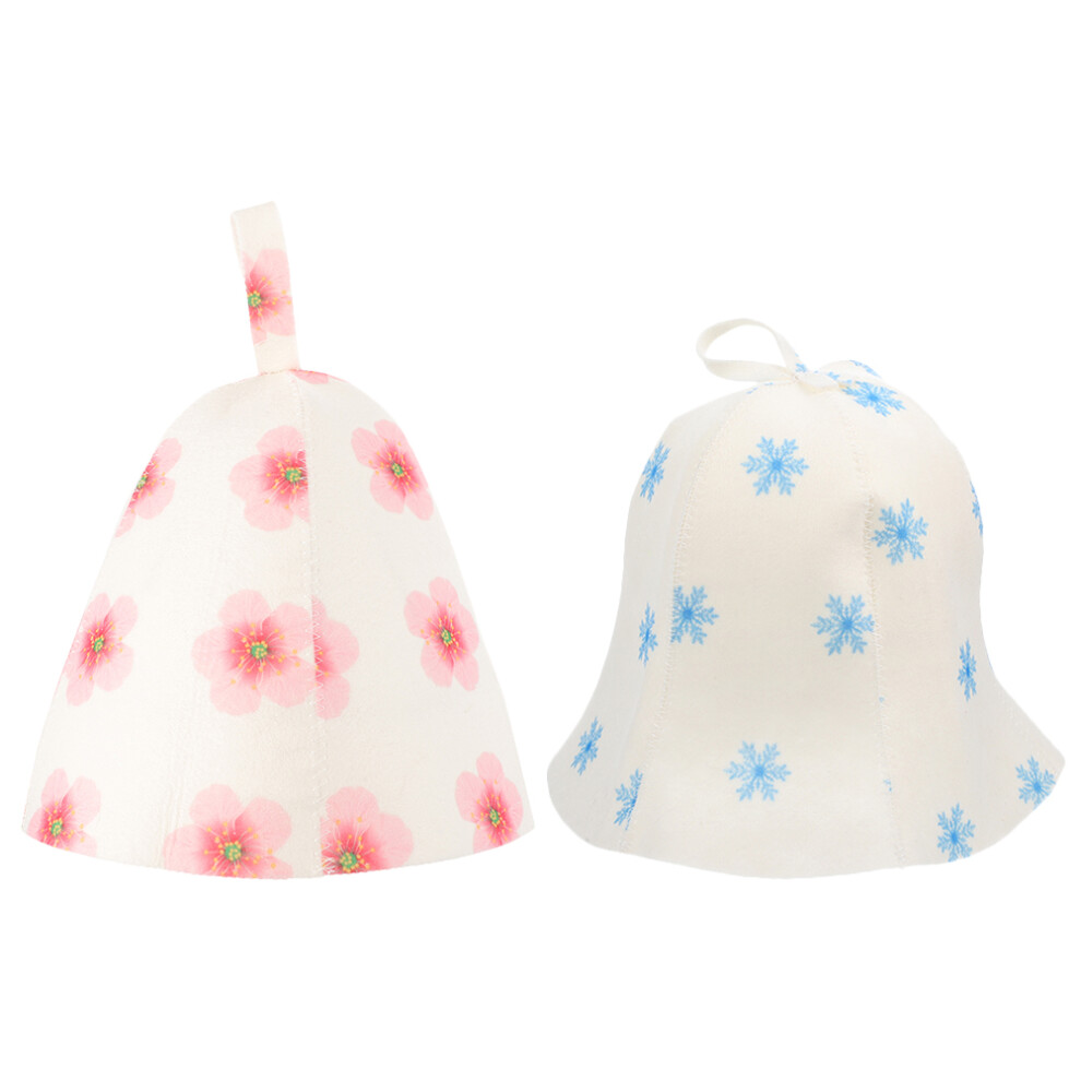 Solustre 2Pcs Felt Sauna Hats For Women Assorted Colors Reusable Bath Caps