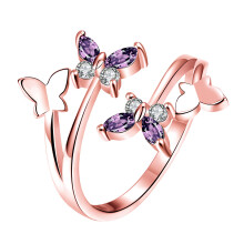 3Pcs 18K Rose Gold Elegant Open Ring With Crystal