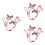 3Pcs 18K Rose Gold Elegant Open Ring With Crystal 4