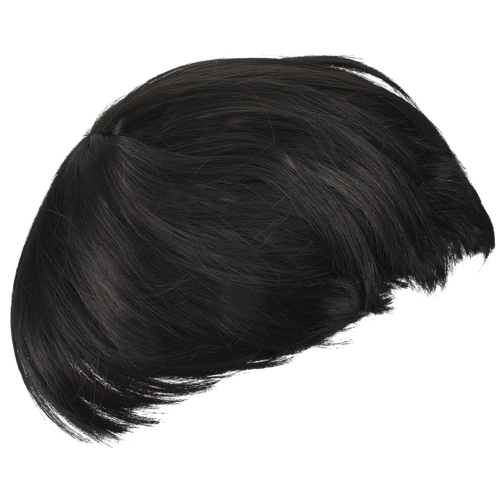 Solustre Unisex Black Short Bobo Wig With Bangs Synthetic Straight Hair For Women