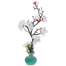 Sushi Plate Flower Ornament White Plastic Decorative Fake Flower