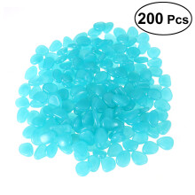200Pcs Glow in Dark Blue Pebble Stones Aquarium and Garden Decoration