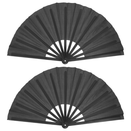 2Pcs Black Foldable Hand Fan for Party Performance Lightweight Durable