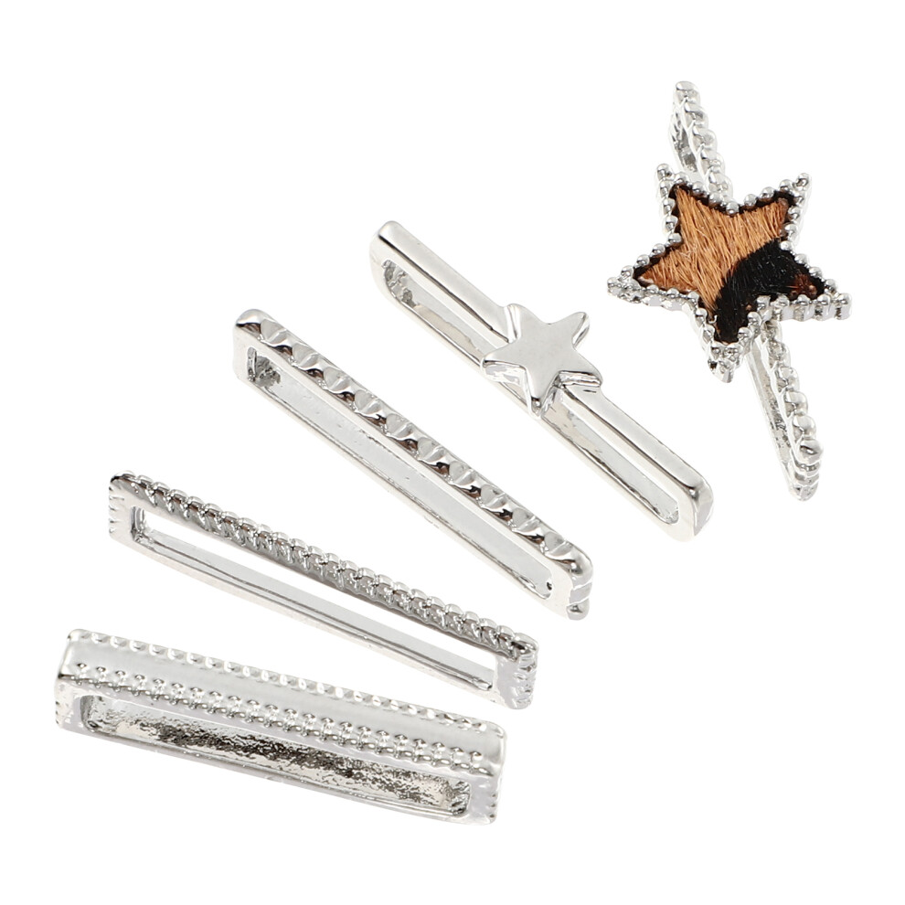 5Pcs Watch Strap Decorative Rings Zinc Alloy Charm Accessory Silver 3072229535080