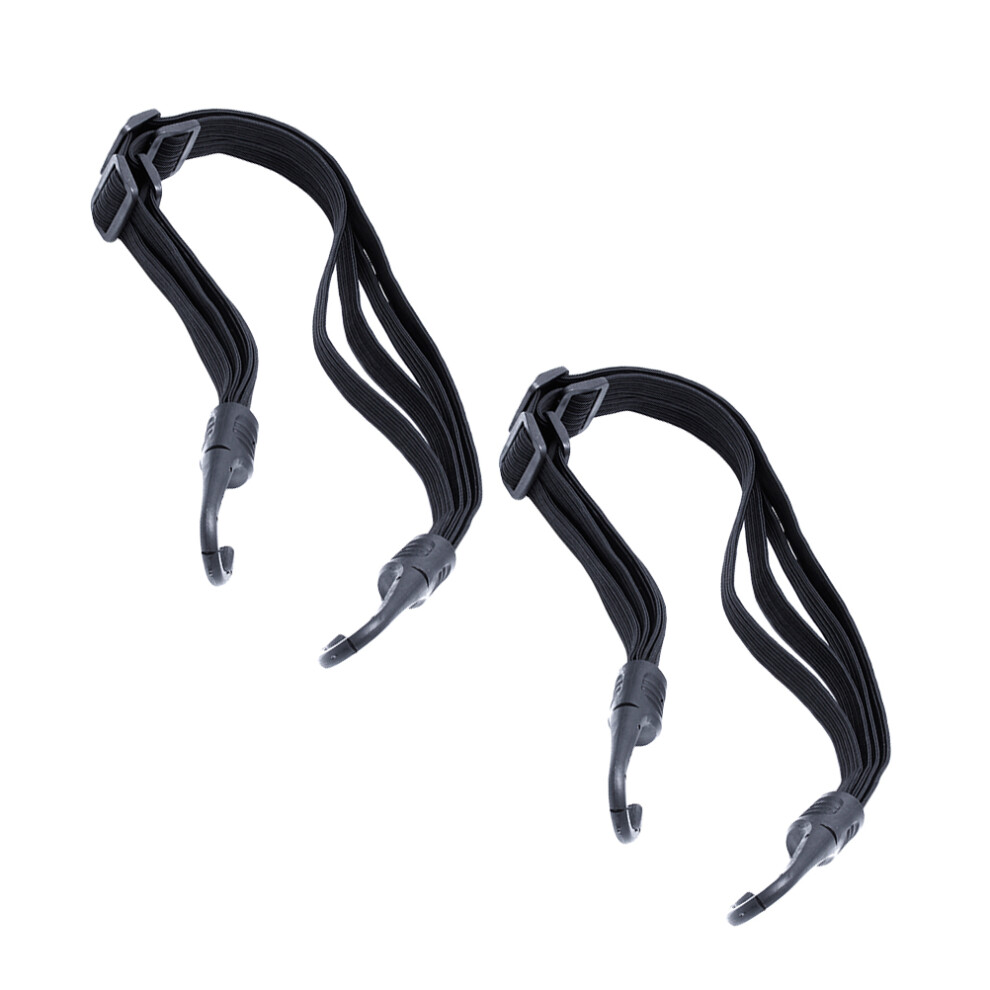 2Pcs Black Bicycle Luggage Binding Strap Elastic Rope With Hook Design 3161621419491