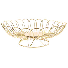 Metal Wire Fruit Basket in Gold for Home and Hotel Storage