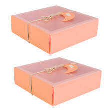 2Pcs Paper Dessert Box Pink Plastic Clear Lid for Cookie Muffin Gift