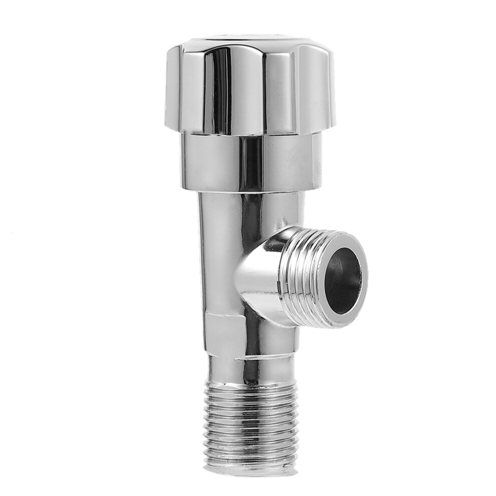 3Pcs Bathroom Silver Angle Stop Valve For Hot Cold Water Control 013748086649