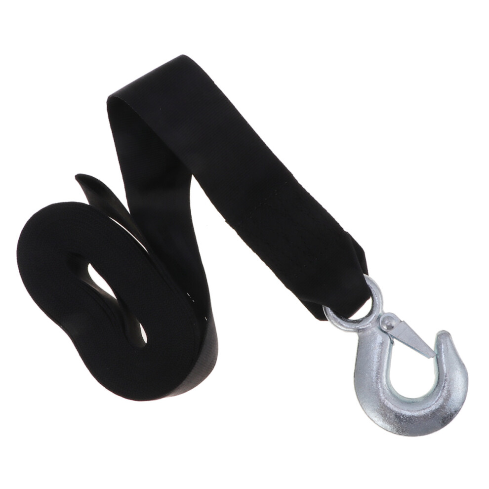 Ohphcall Black 1Set Nylon Car Trailer Winch Rope With Secure Hook For Towing