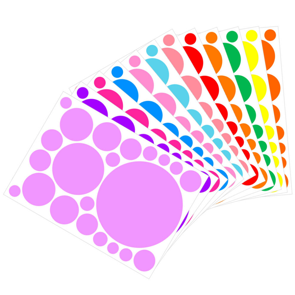 Set Of 2 Colourful Spot Stickers Coloured Dot Circle Round Color Dots Ohphcall