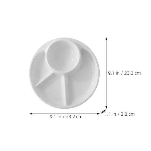 2Pcs White Sectioned Dining Plates Plastic Portion Control Tray 1